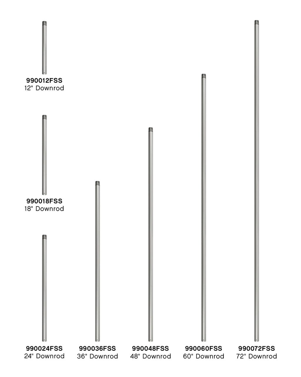 24" Downrod in Satin Stee