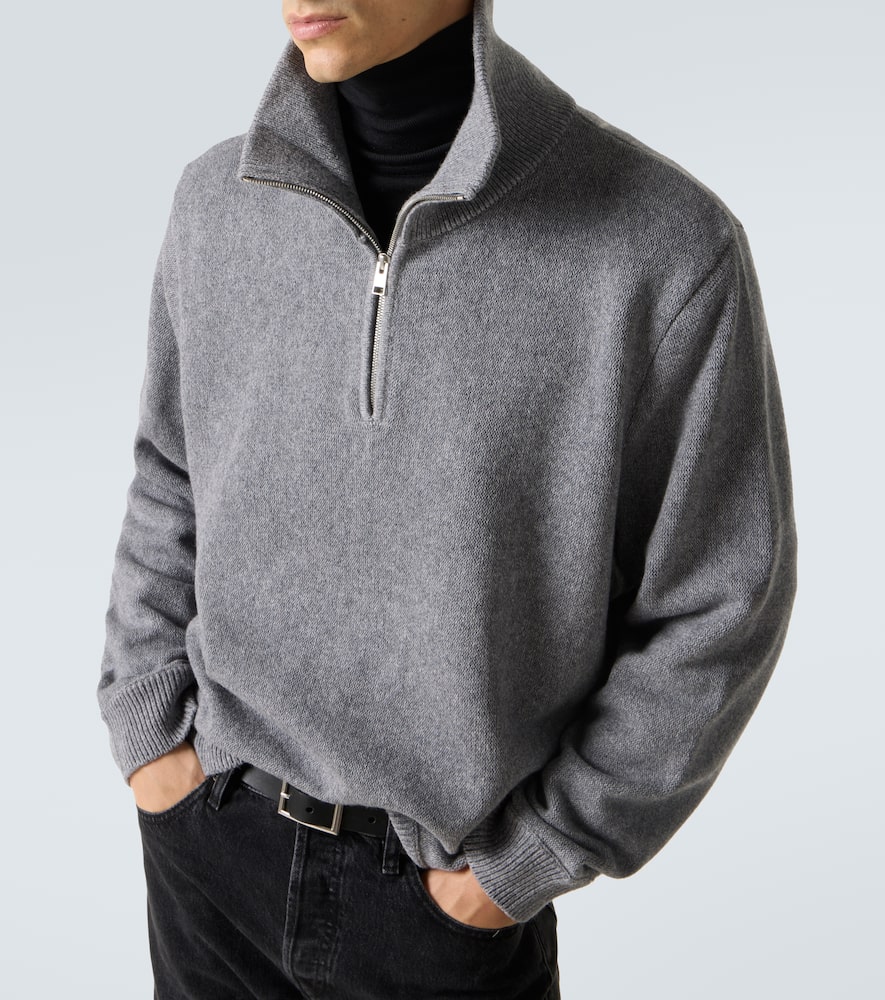 Wool and cotton half-zip sweater