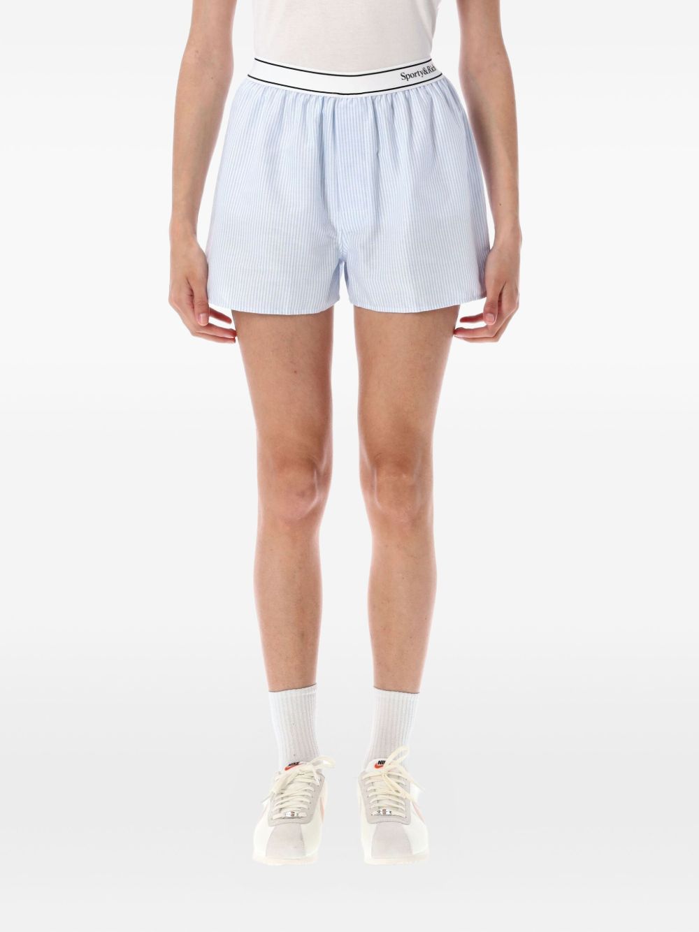 Serif Logo Boxers stripe-pattern shorts - Blue