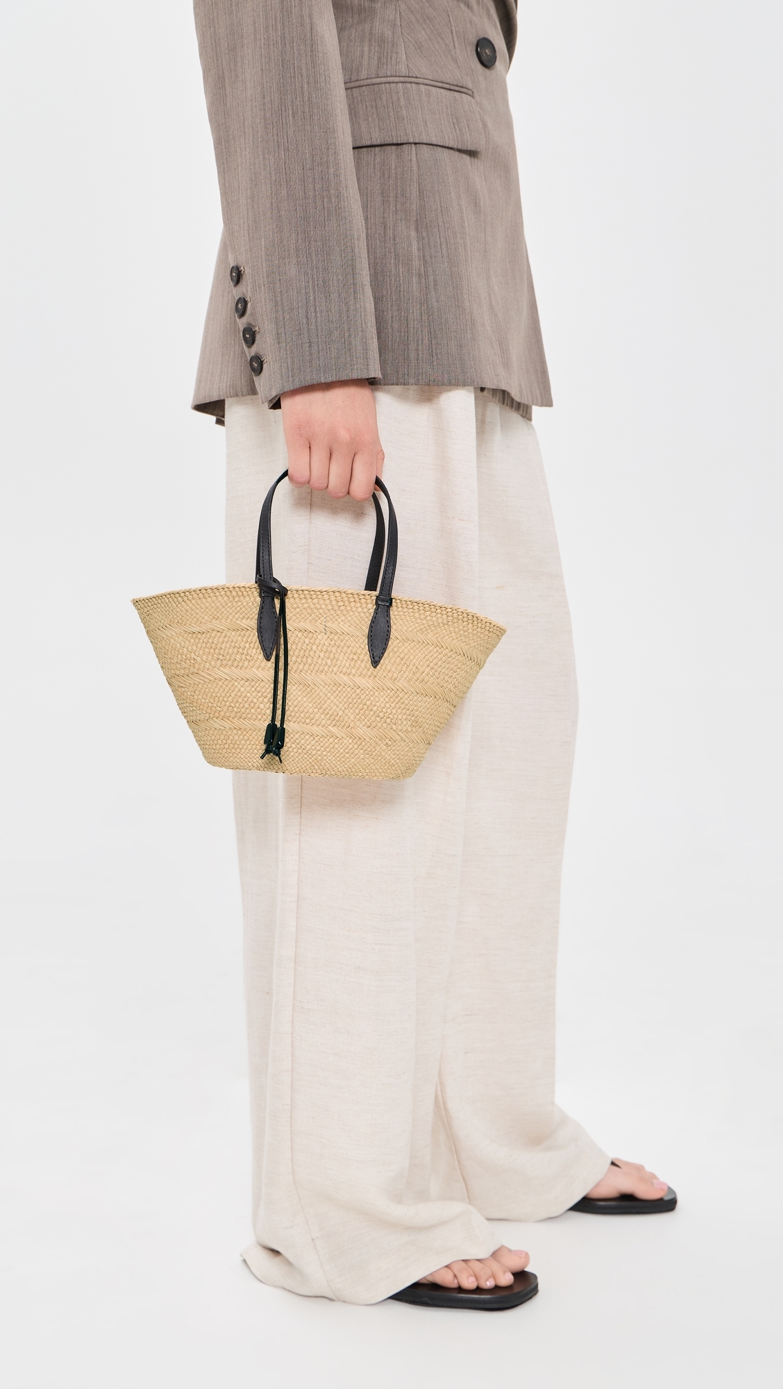 The Small Trapeze Basket Tote Bag Taupe/Black One Size
