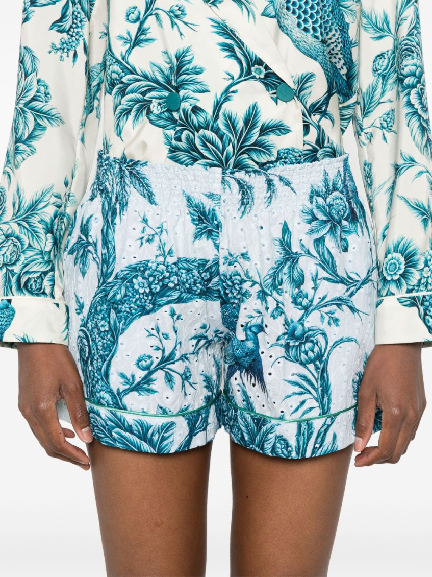 Blue Printed cotton shorts