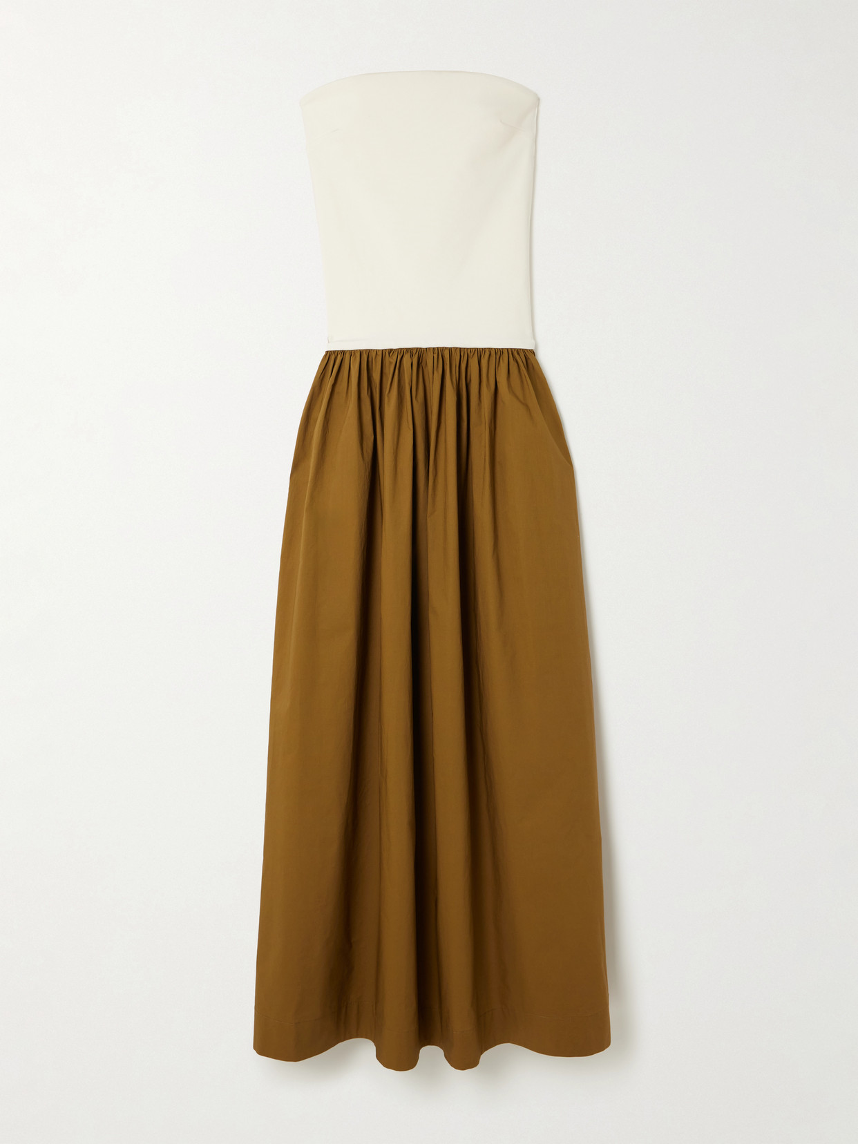 Duo Strapless Stretch-knit And Cotton-poplin Maxi Dress - Cream