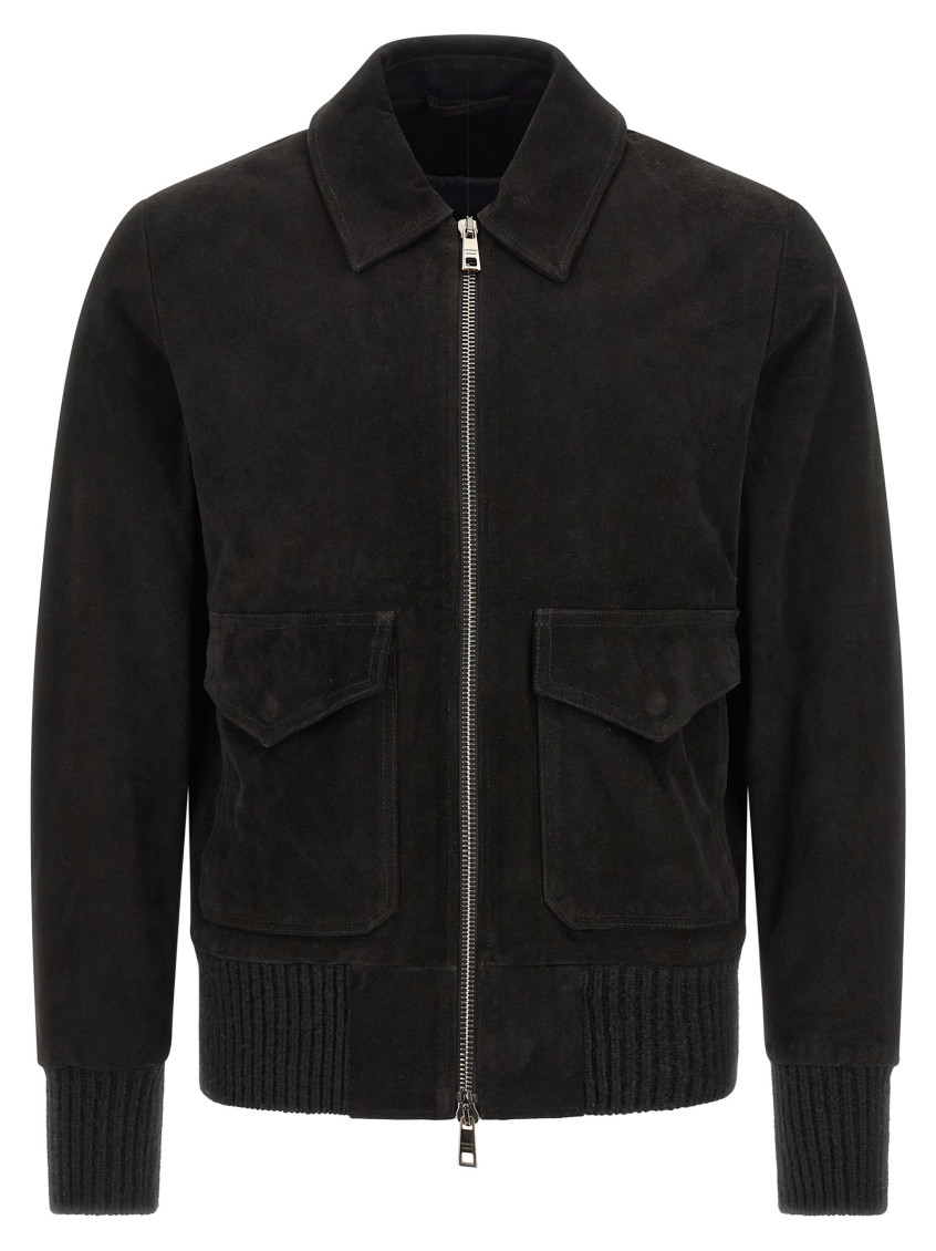 Black Solid Shirt Collar Jacket