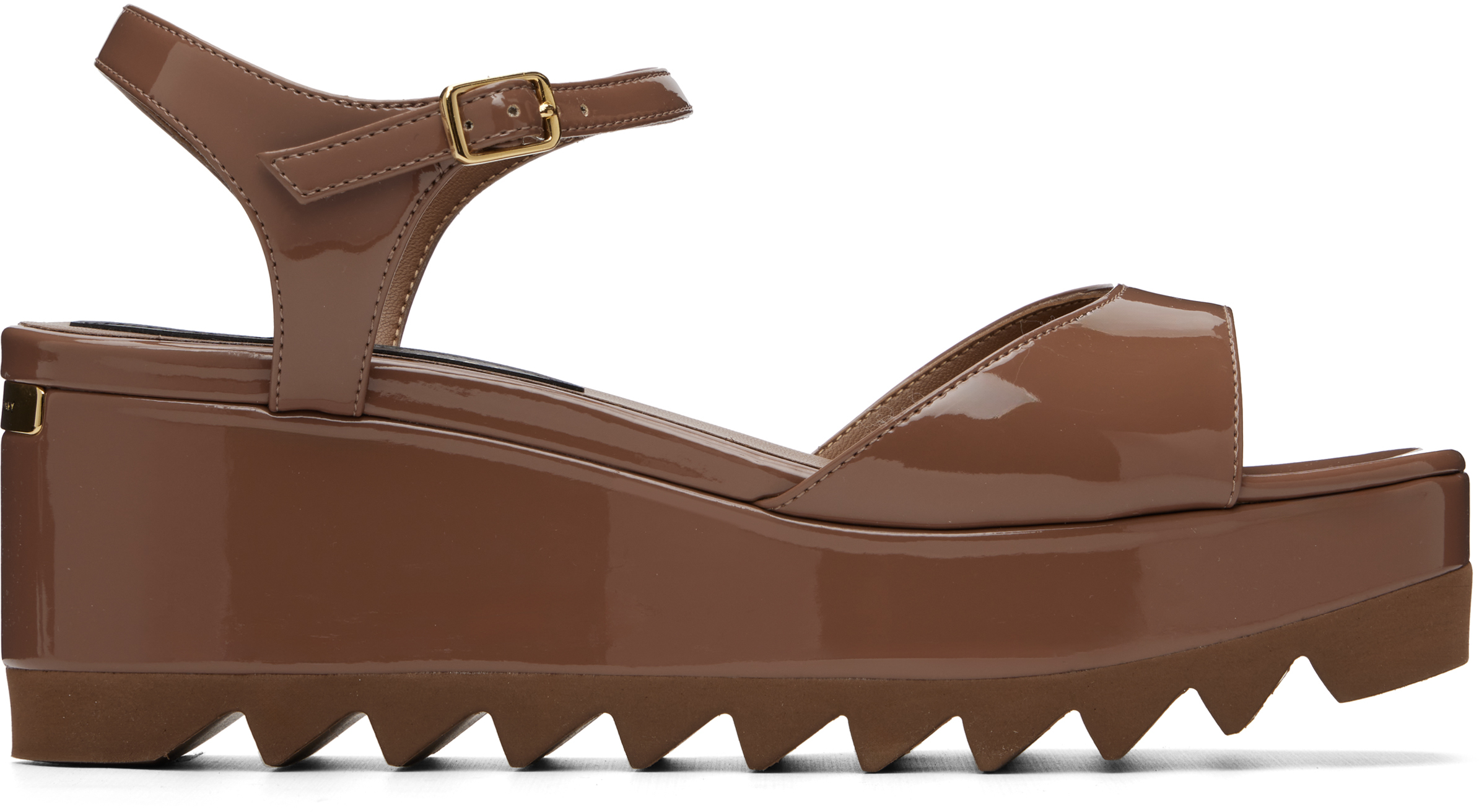 Brown Elyse Patent Platform Sandals