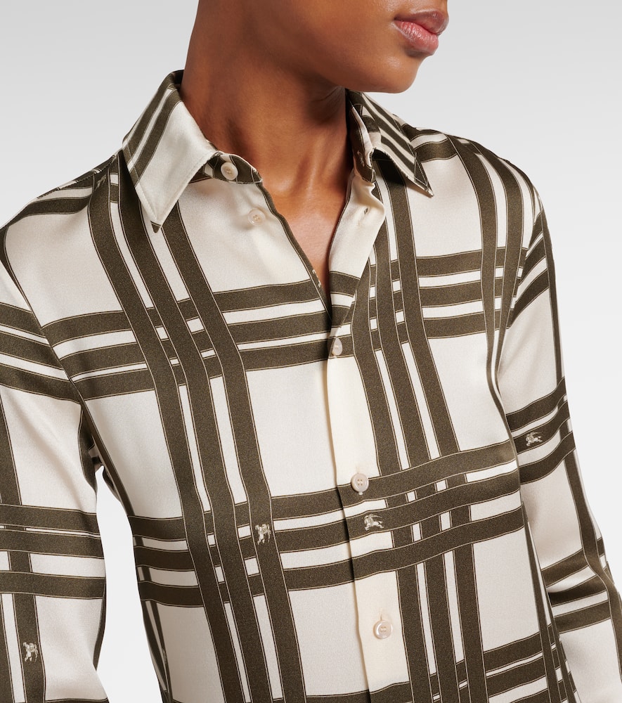 Ribbon Check silk shirt dress