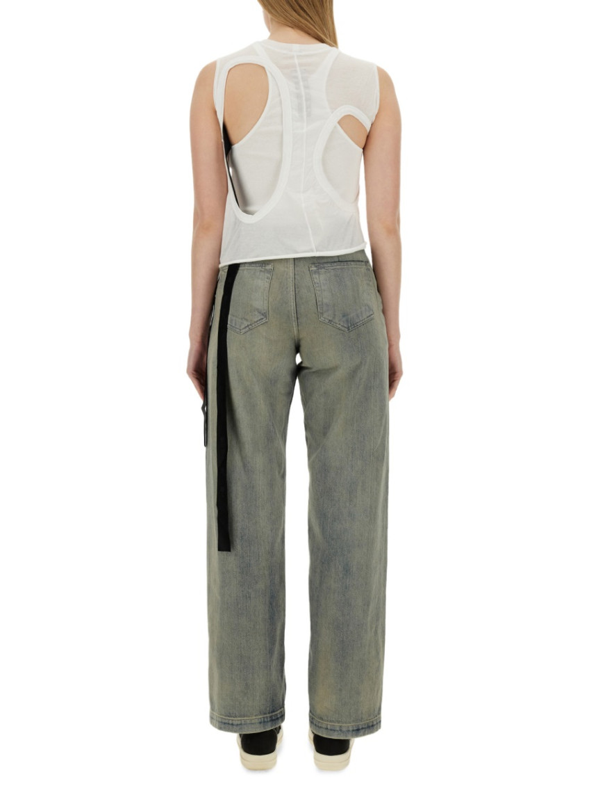 White Textured Crew Neck Top
