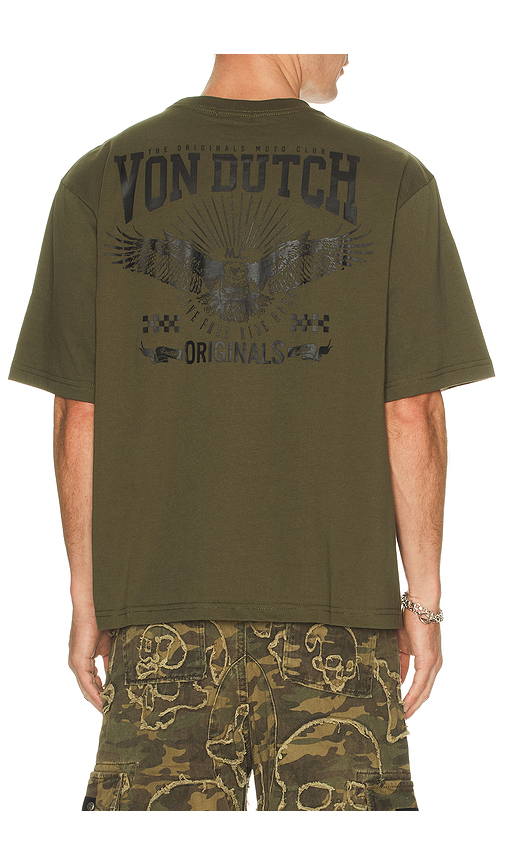 Von Dutch Originals Eagle Boxy Crop Tee in Olive. M. Also in S, L, XL/1X