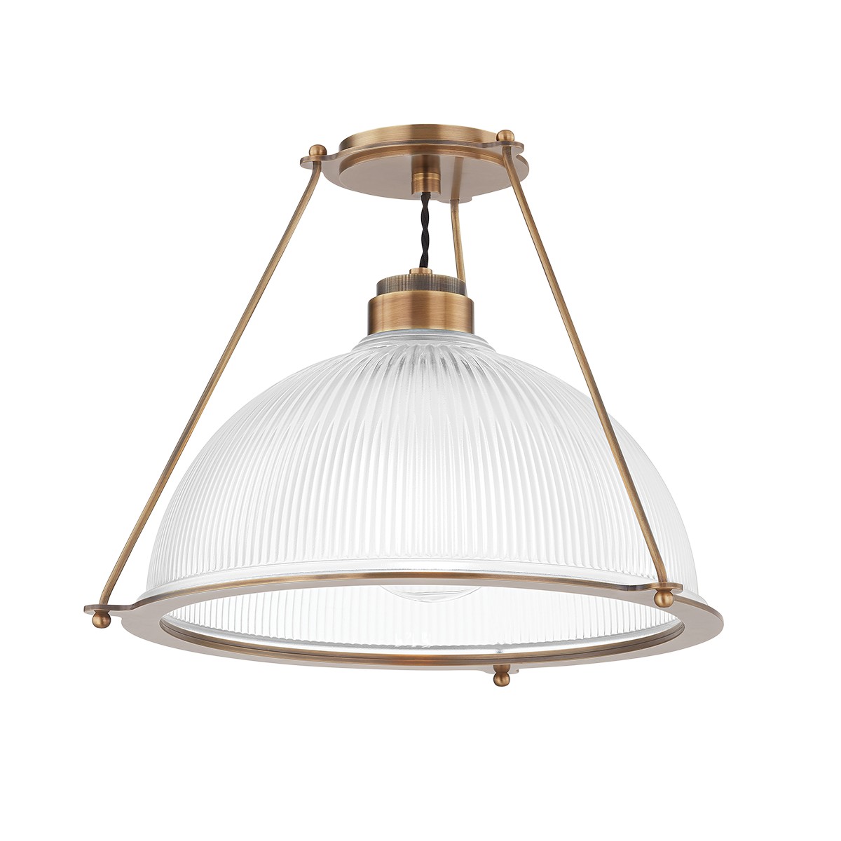 Patina Brass One Light Semi Flush Mount from the Glint Collection