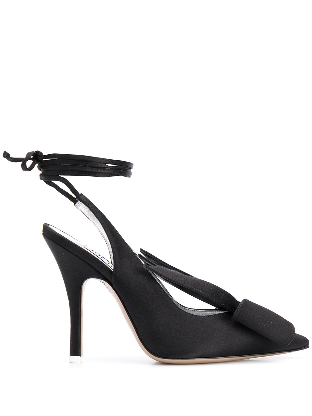 Ankle-wrap satin pumps - Black