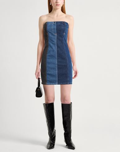 Woman Mini dress Blue Size L Cotton, Elastane