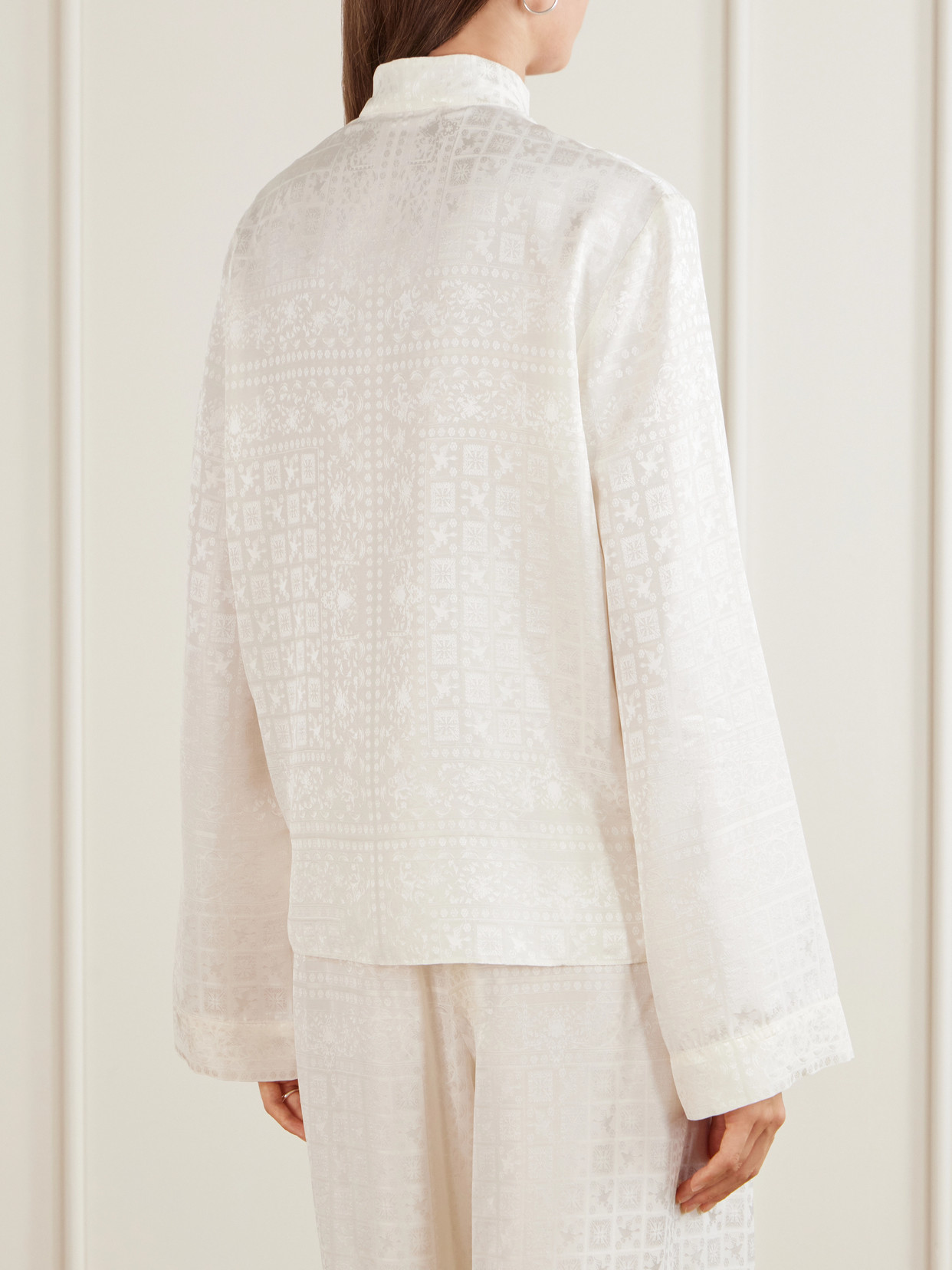 Nisha Silk-jacquard Shirt - Neutrals
