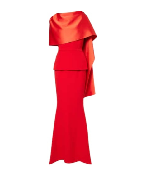 Evangelina caped crepe gown