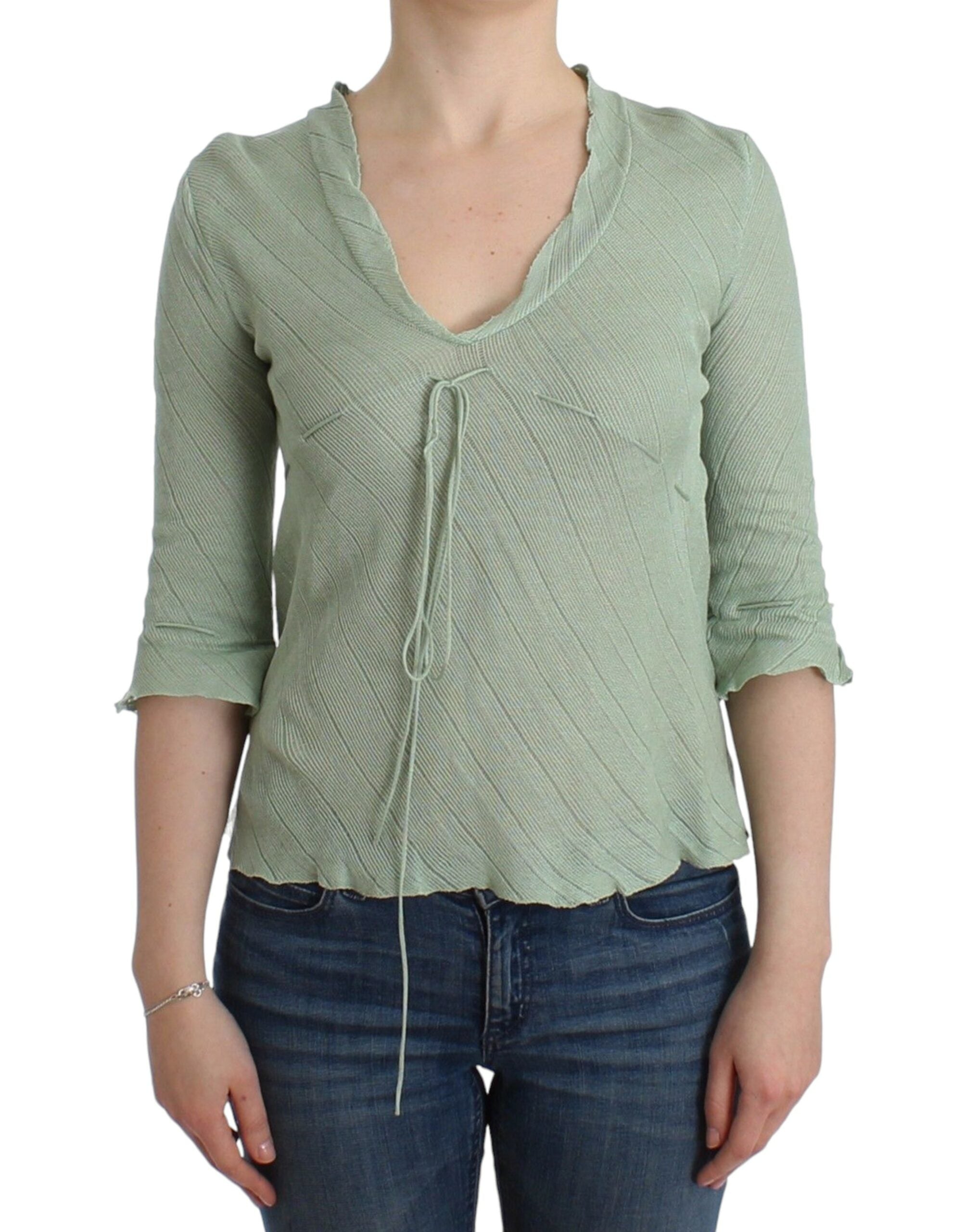 Lightweight Cotton Knit Blouse — Green