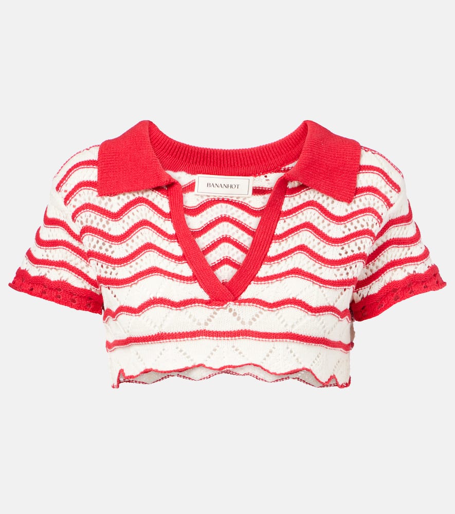 Coco cropped cotton-blend crochet top