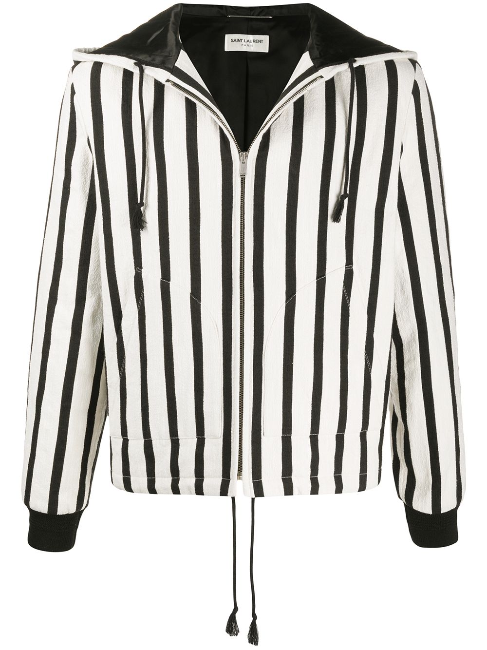 Vertical stripe zipped jacket - White