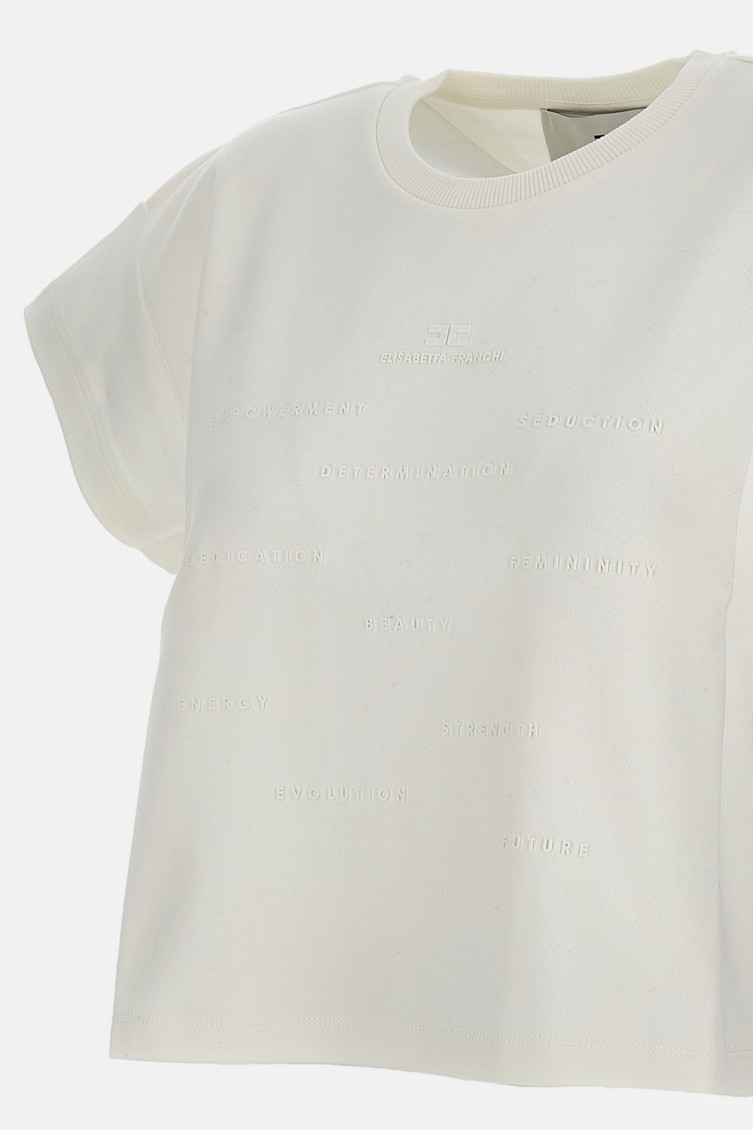 White Crewneck Logo Top