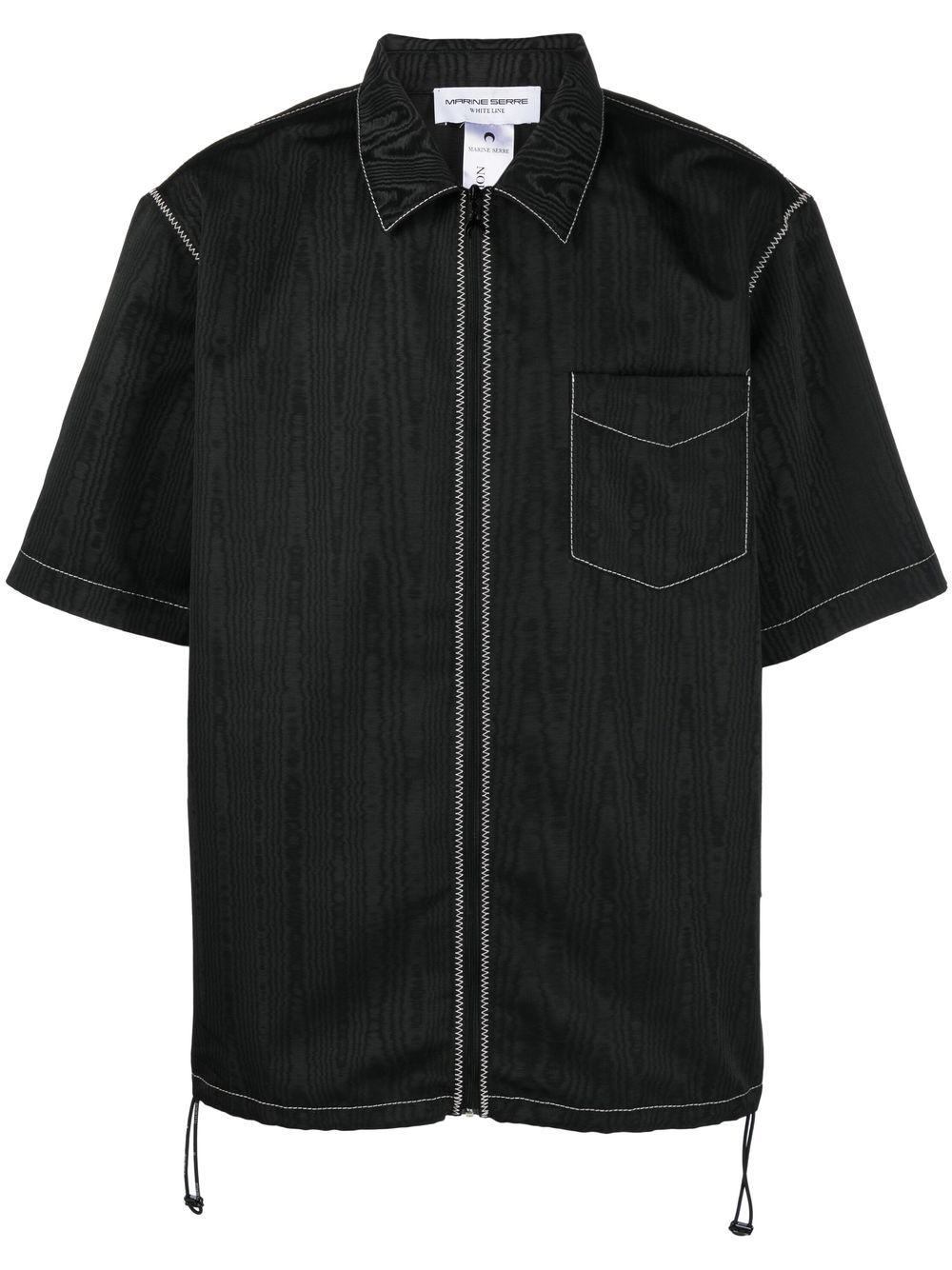 Zip-up short-sleeve shirt - Black