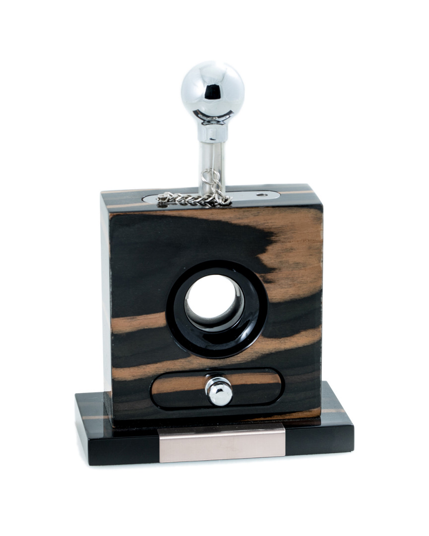 Lacquered Wood and Stainless Steel Table Top Guillotine Cigar Cutter