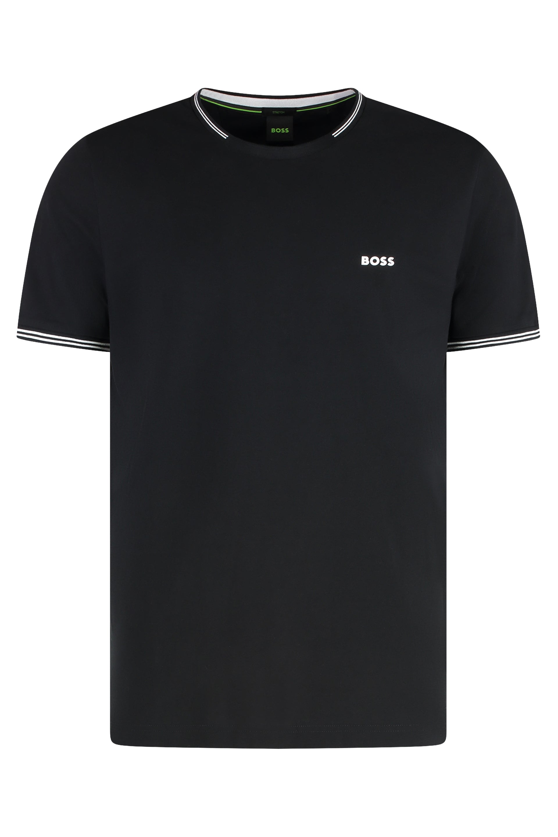 Stretch Cotton with Ribbed Edges T-Shirt — Black