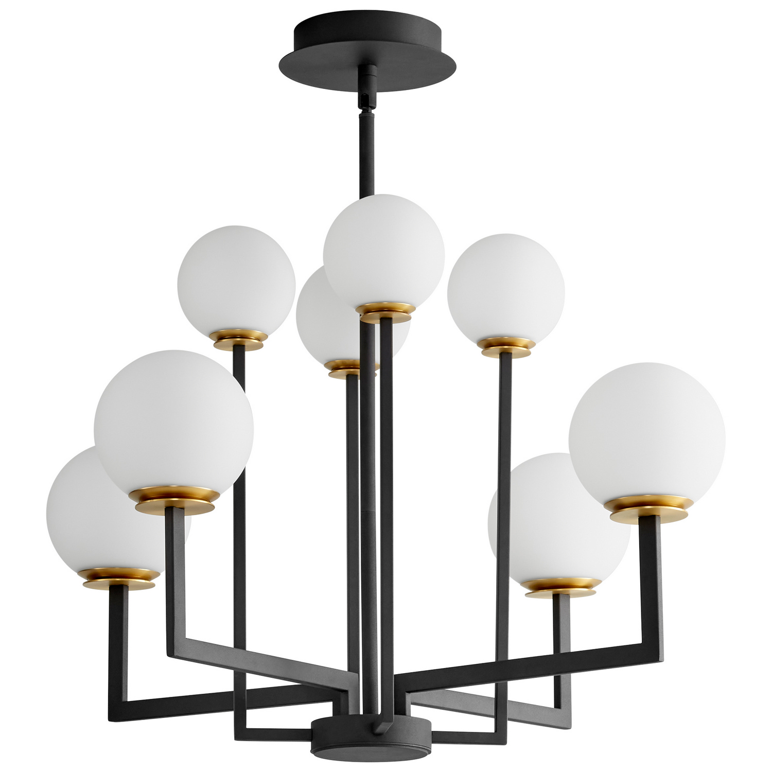 Black W Aged Brass LED Chandelier from the Bonzo Collection