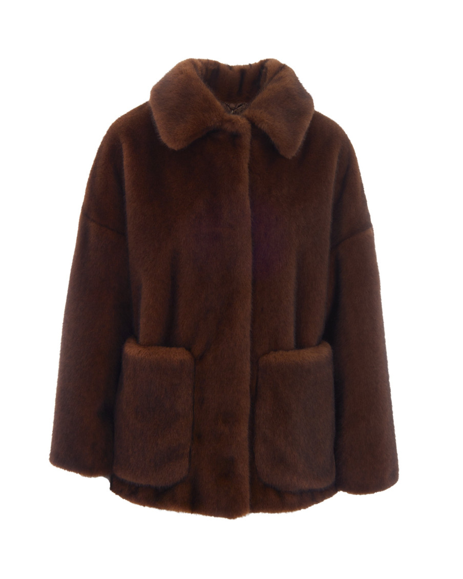 Herno - faux fur short coat patch pocket