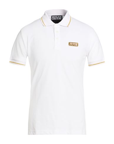 Man Polo shirt White Size M Cotton, Polyester, Metallic Polyester, Elastane