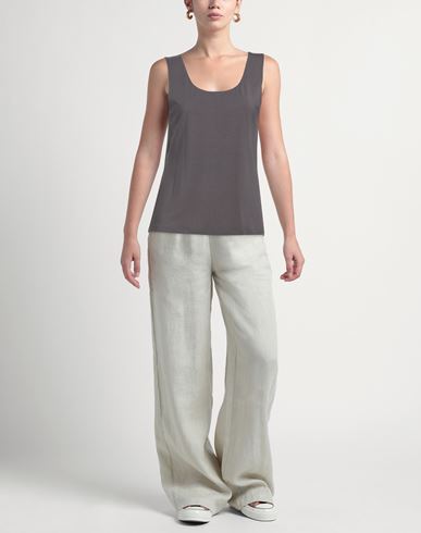 Woman Tank top Charcoal Size L Viscose, Elastane