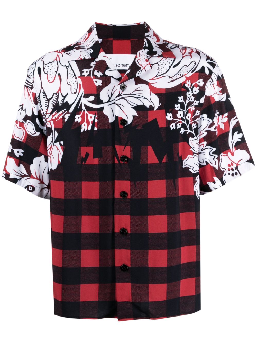 Check-print short-sleeve shirt - Red