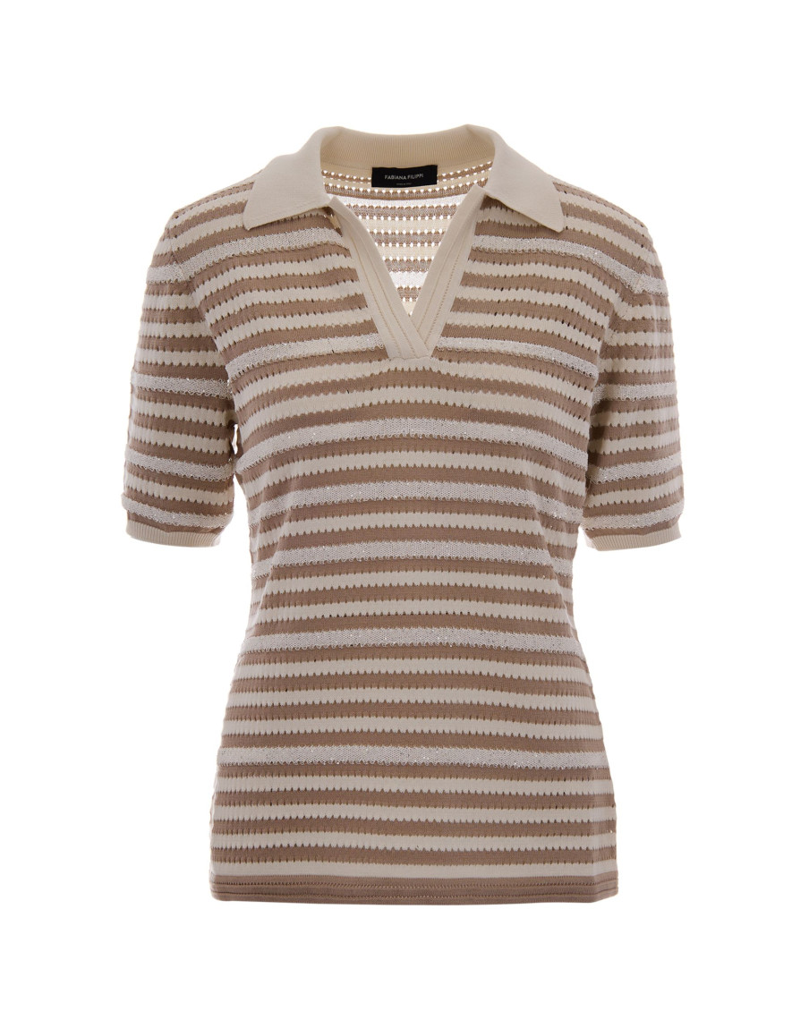 Grey Stripes Shirt Collar Polo
