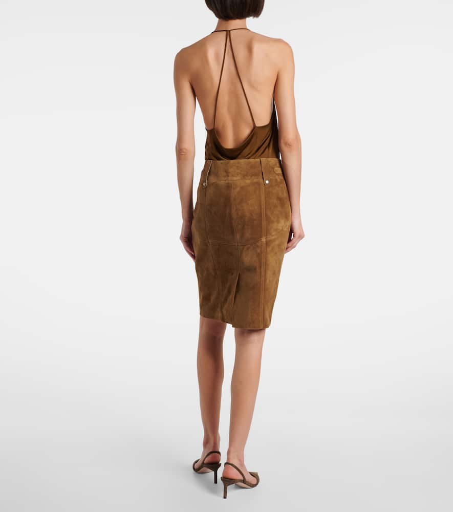 Suede pencil skirt