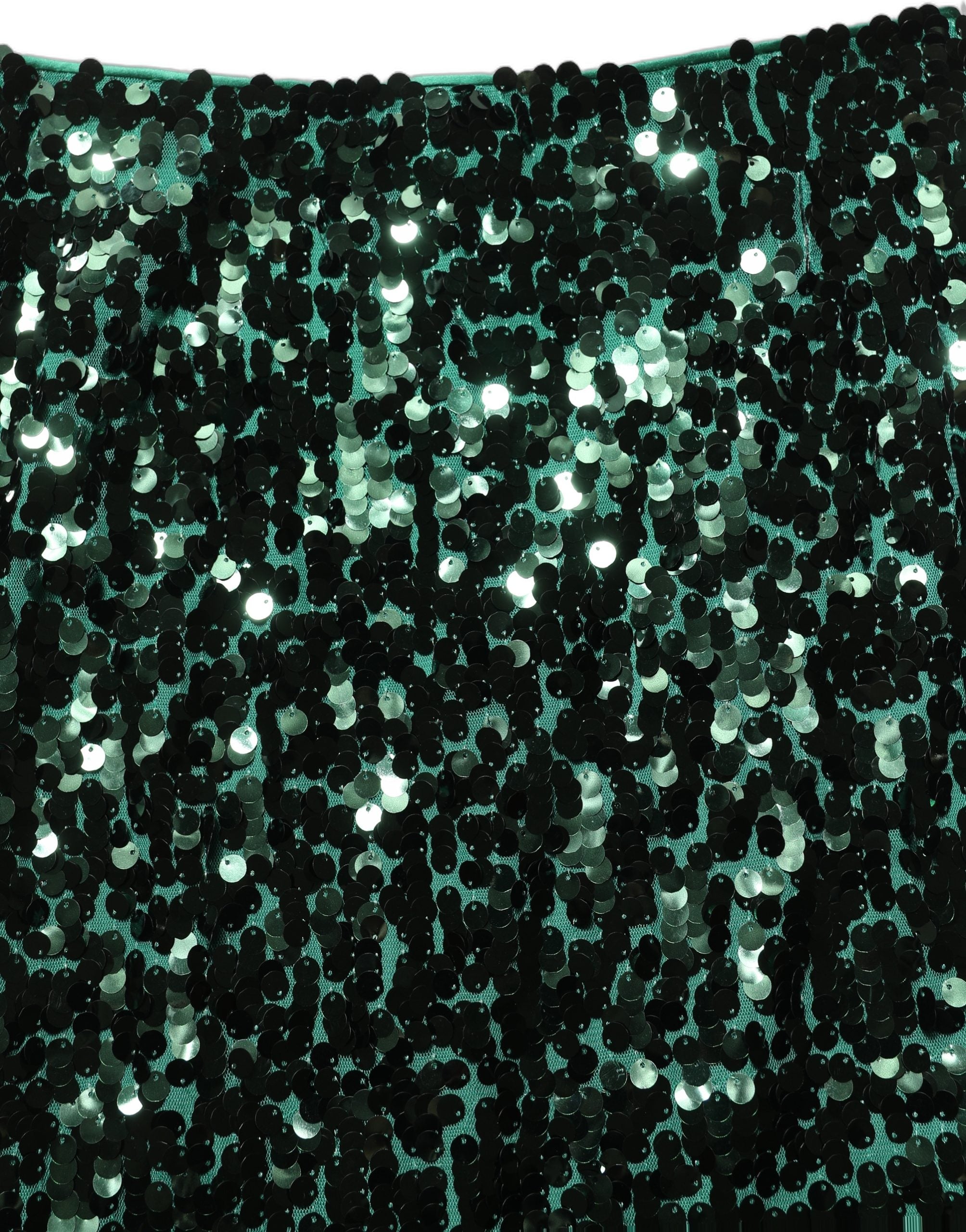 Sequin High-Waist Pencil Cut Skirt — Green