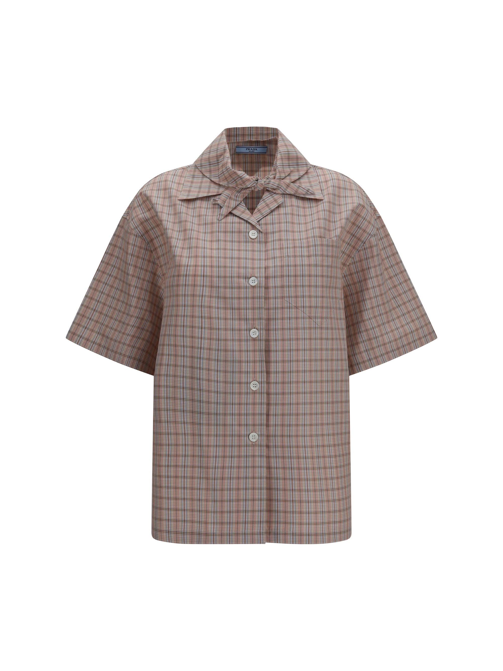 Check Cotton Shirt — Beige