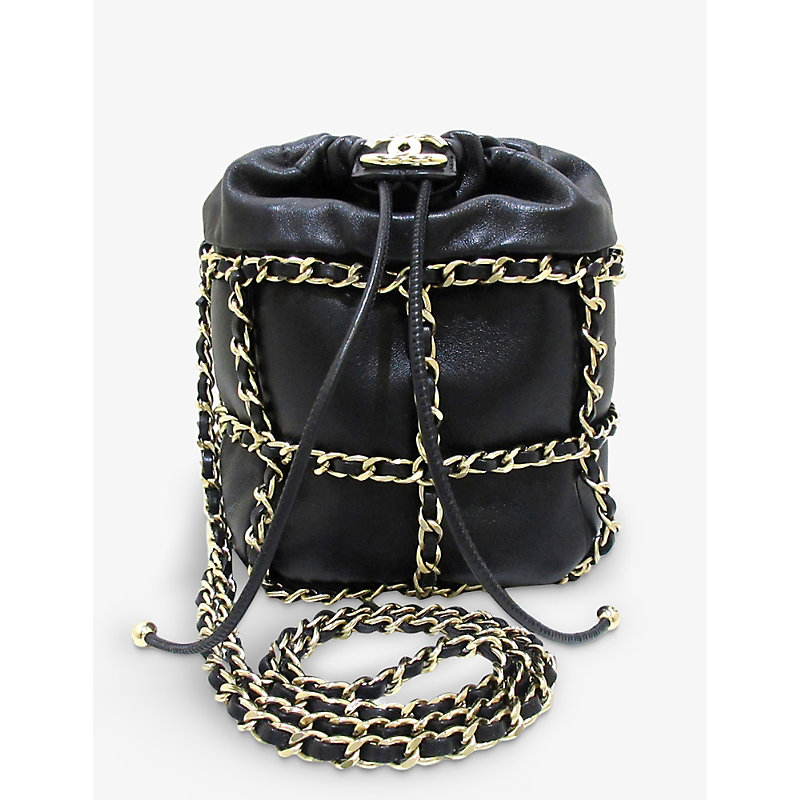 Black Pre-loved Chanel Chain Leather Bucket Cross-body bag 1SIZE