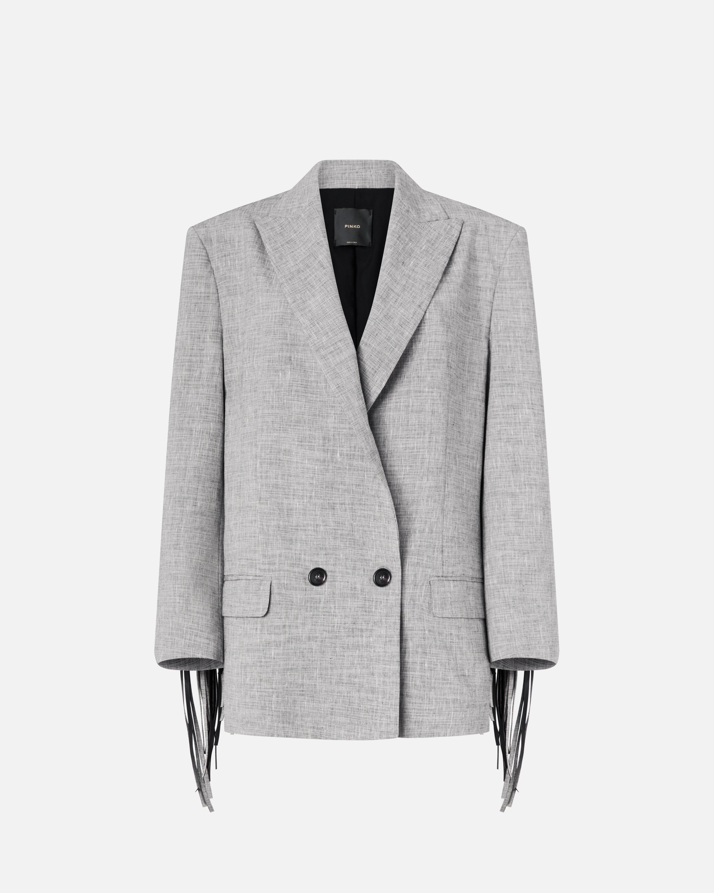 Double-breasted jacket with fringing - 36