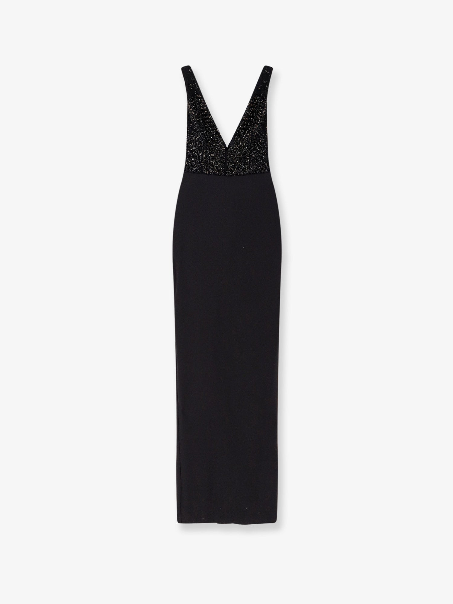 Beaded Embroidery Evening Dress — Black