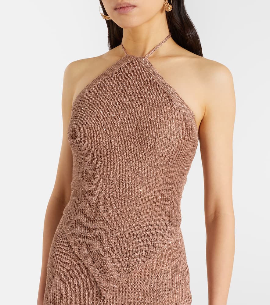 Liz sequined halterneck top