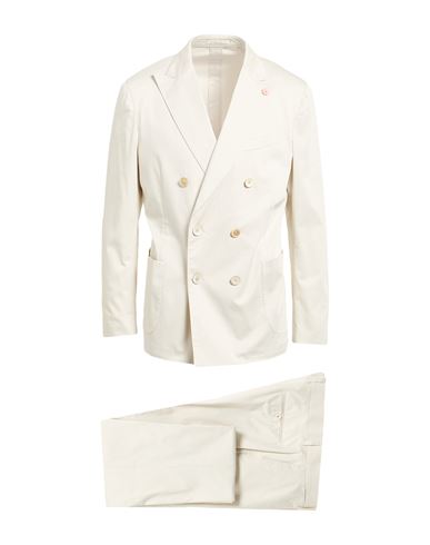 Man Suit Ivory Size 40 Cotton, Elastane