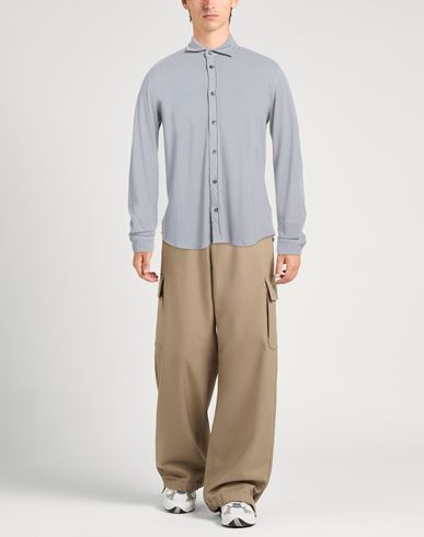 Circolo 1901 Man Shirt Light grey Size L Cotton, Elastane