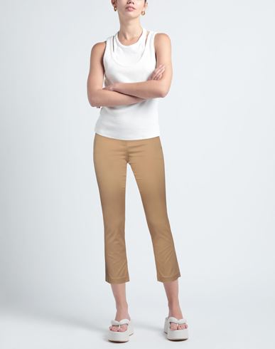Woman Pants Sand Size 2 Cotton, Elastane