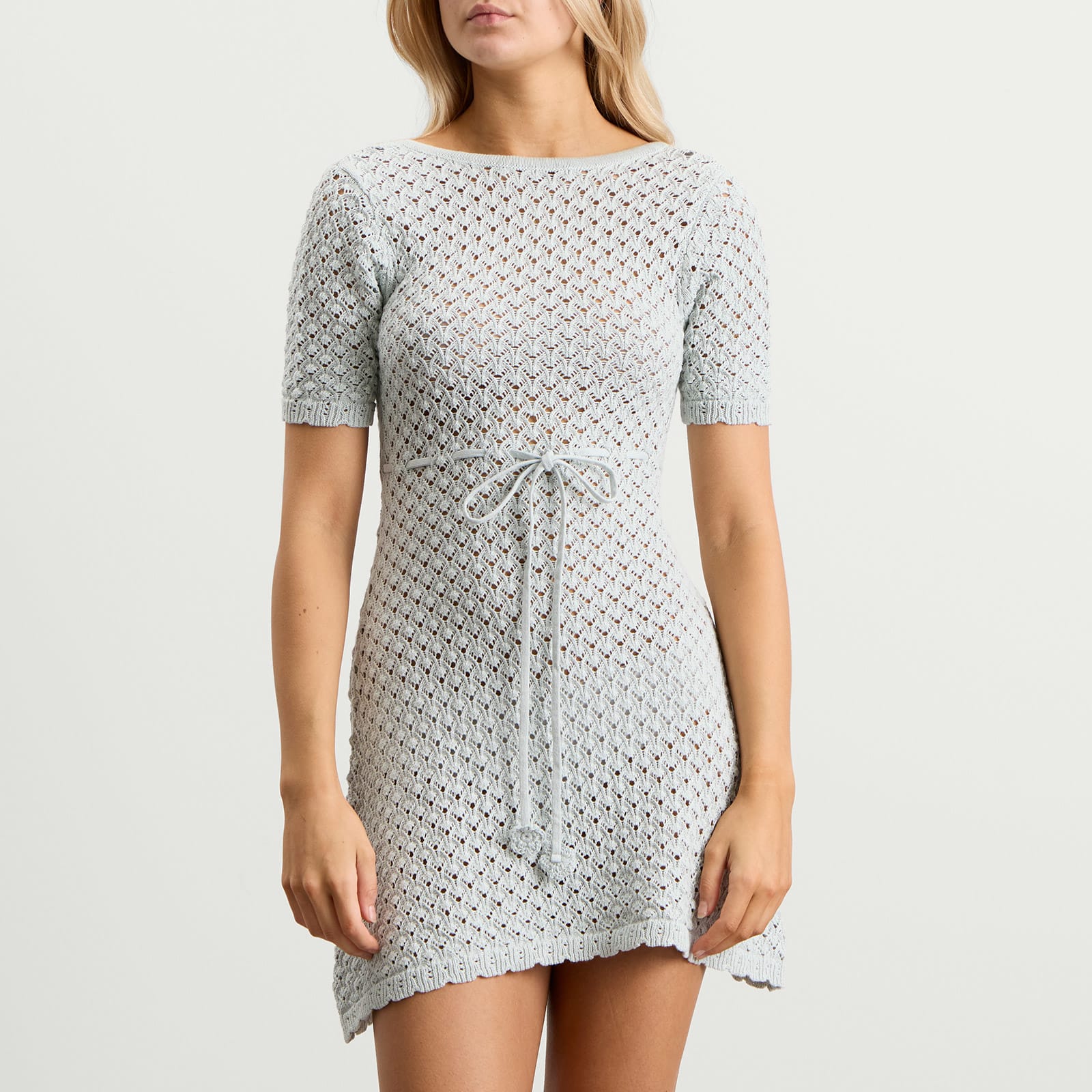 Women's Lace Knit Mini Dress in Mint