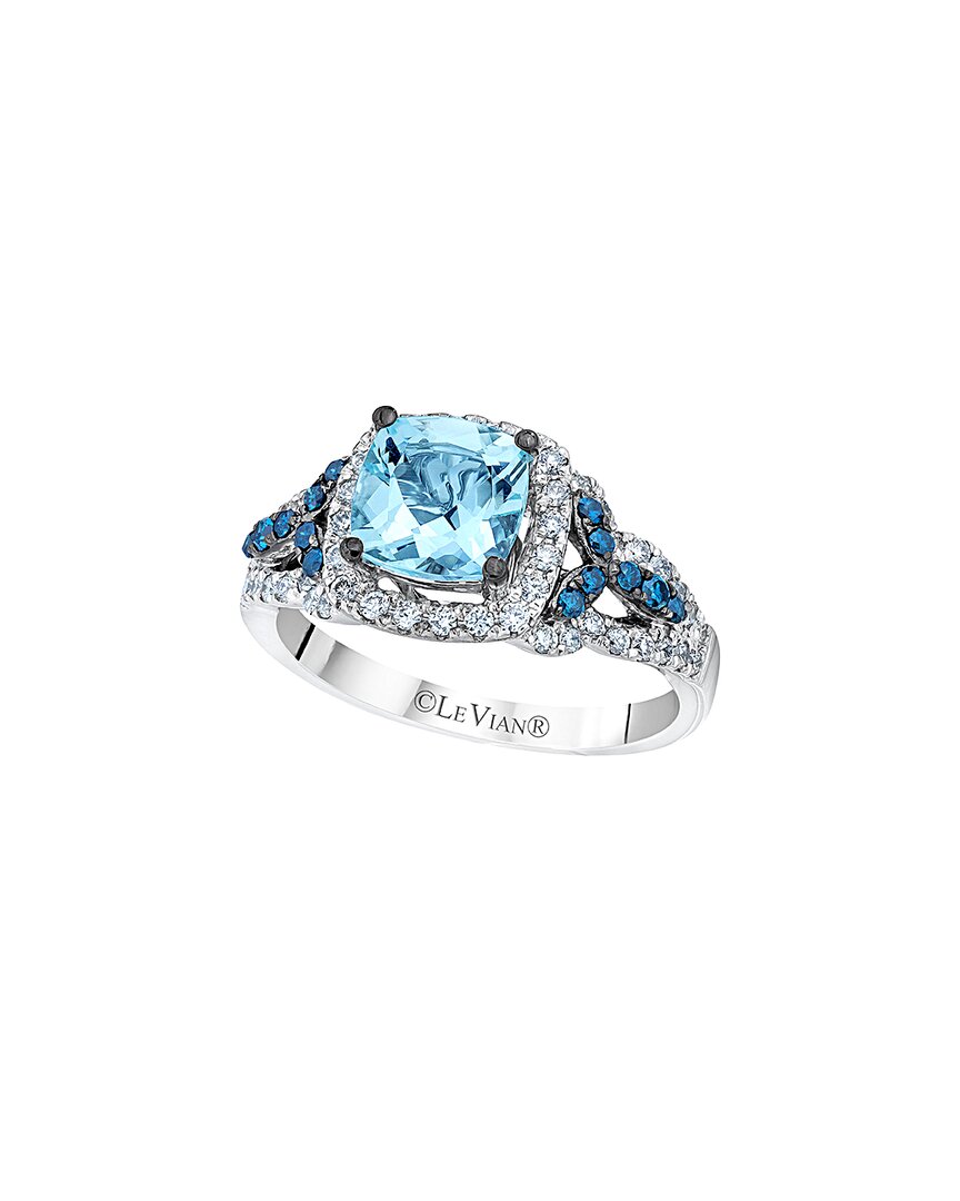 Le Vian Sea Blue Aquamarine 14K 1.78 Ct. Tw. Diamond & Aquamarine Half-Eternity Cocktail Ring