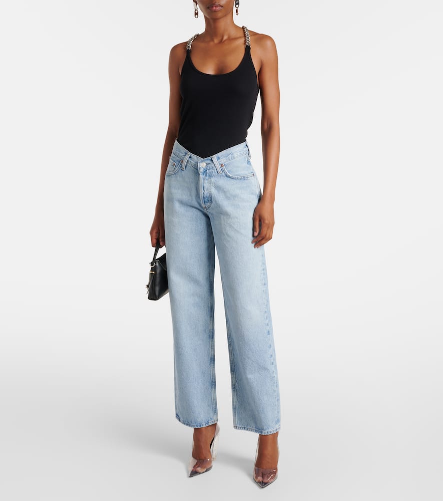 V-Waist Baggy high-rise wide-leg jeans