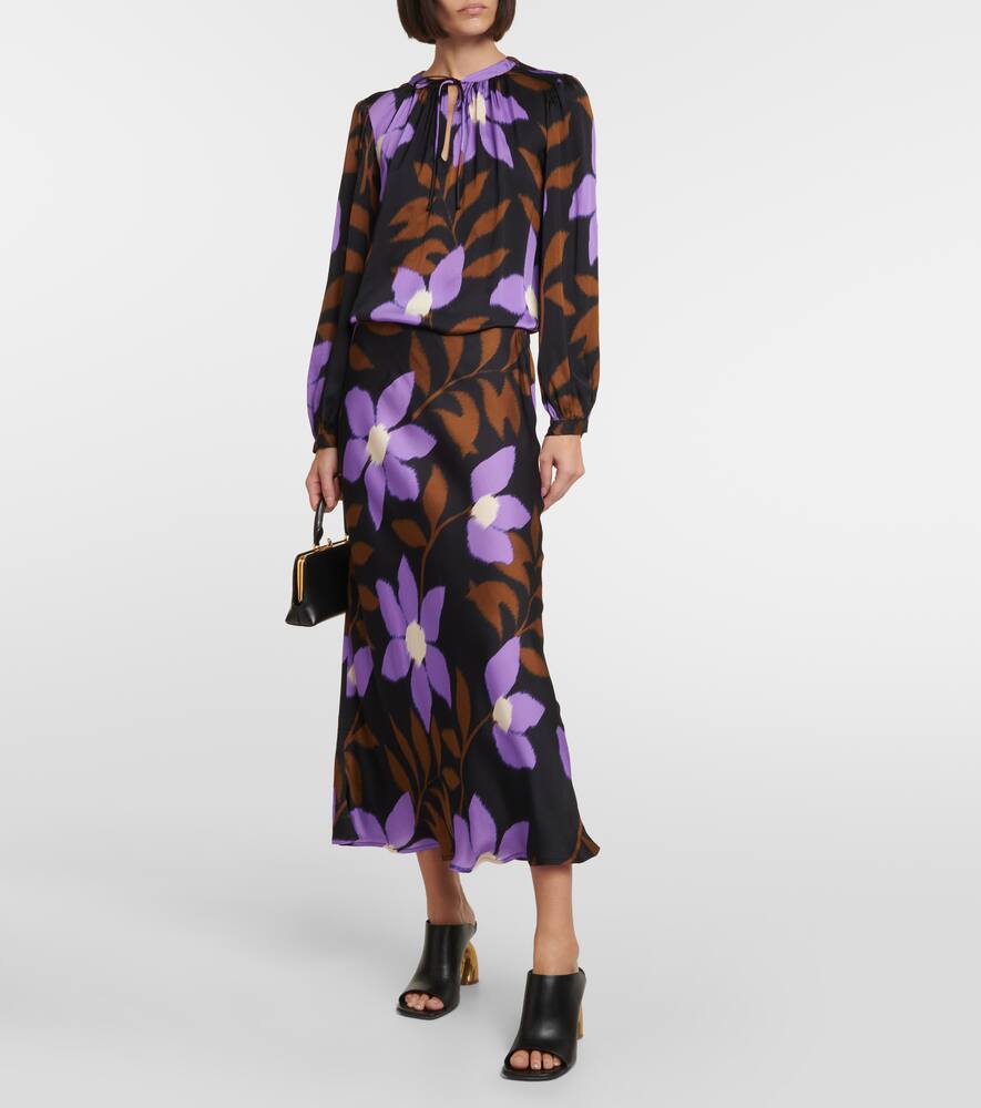Velvet Printed satin wrap dress
