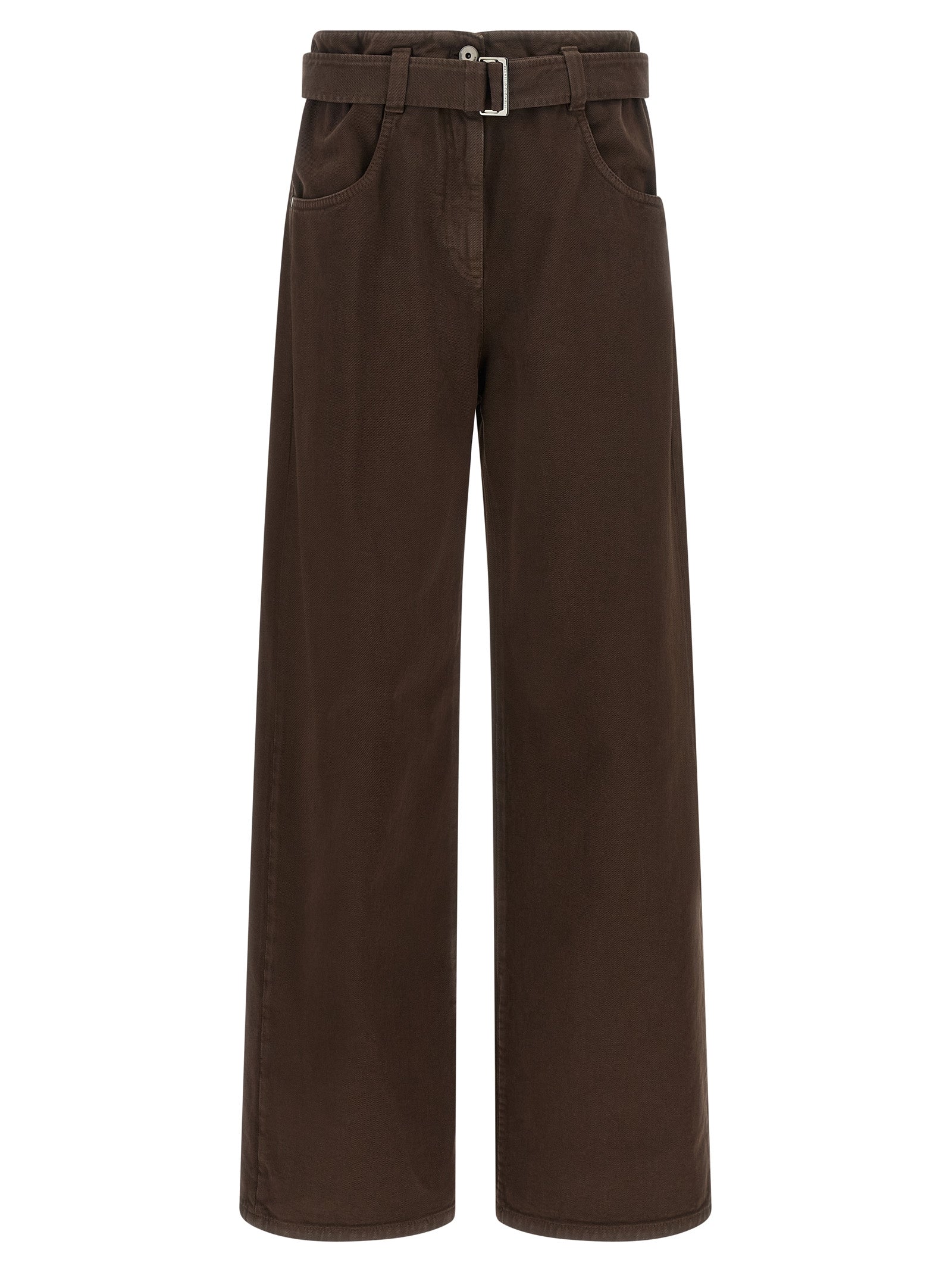 Wide-Leg Cotton Jeans — Brown