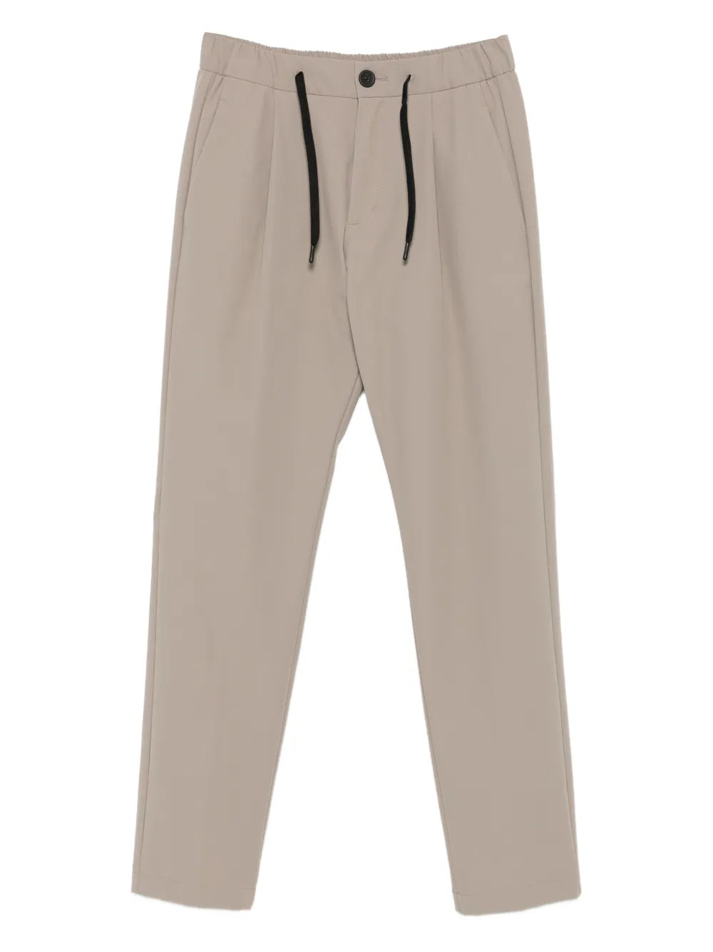 Pleated Drawstring Trousers — Beige