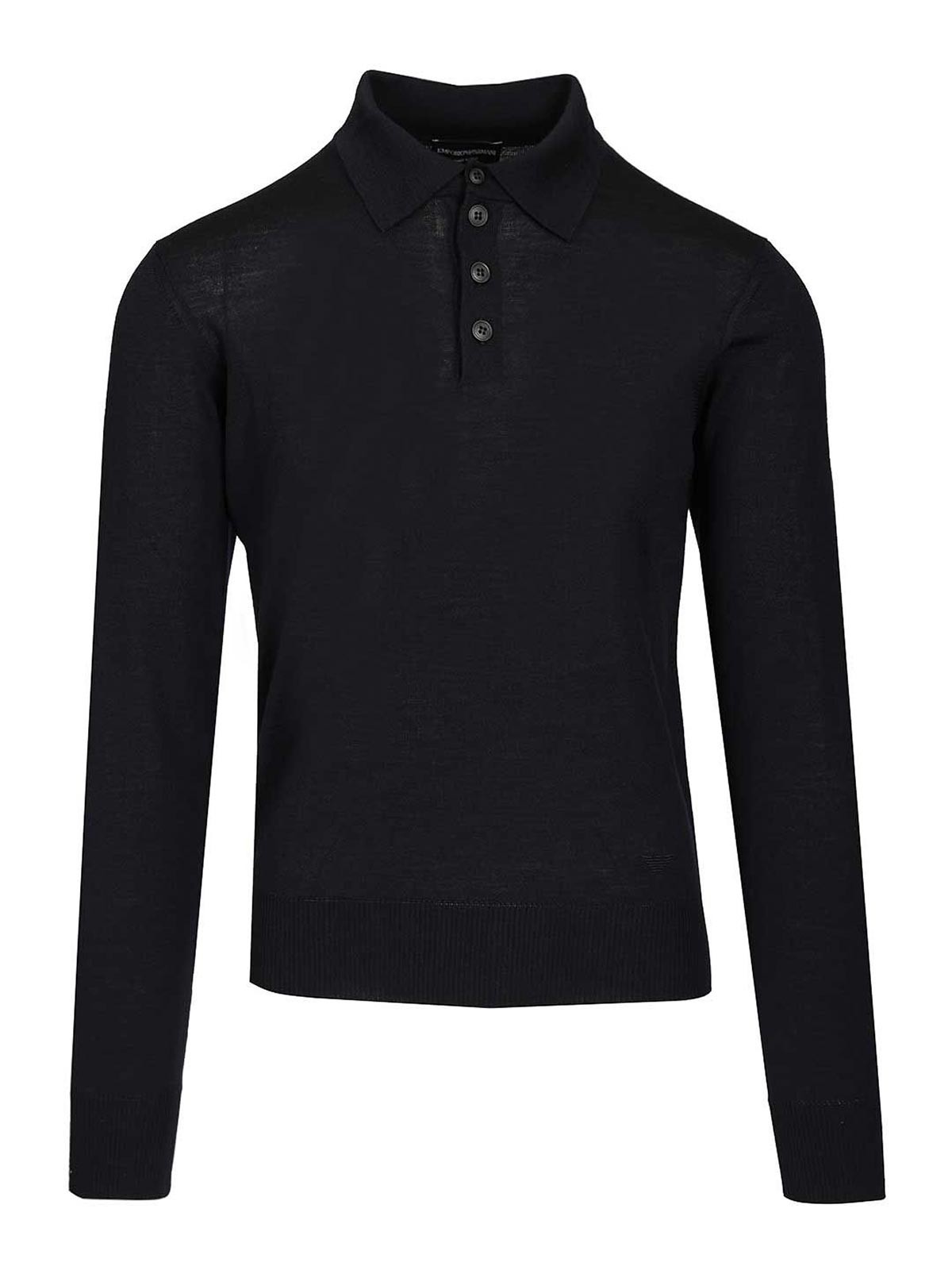 Long-Sleeved Wool Polo Shirt