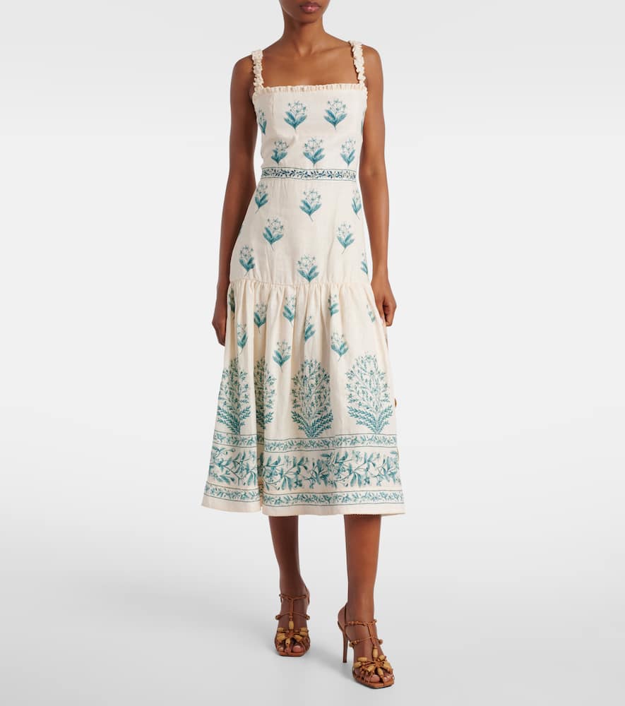 Nispero Ceiba floral linen midi dress