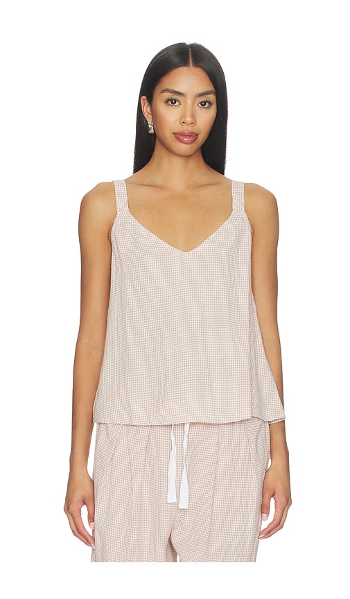 Eberjey Linen Blend V Neck Cami Top in Taupe. - L also in XS, S