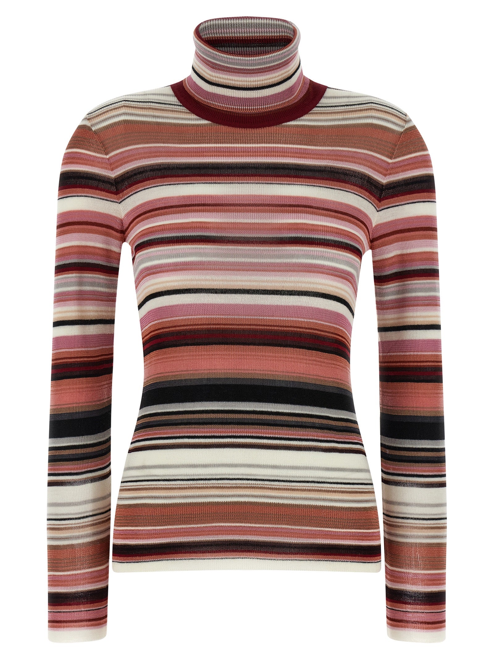 Striped Viscose-Wool Turtleneck Sweater — Multicolor