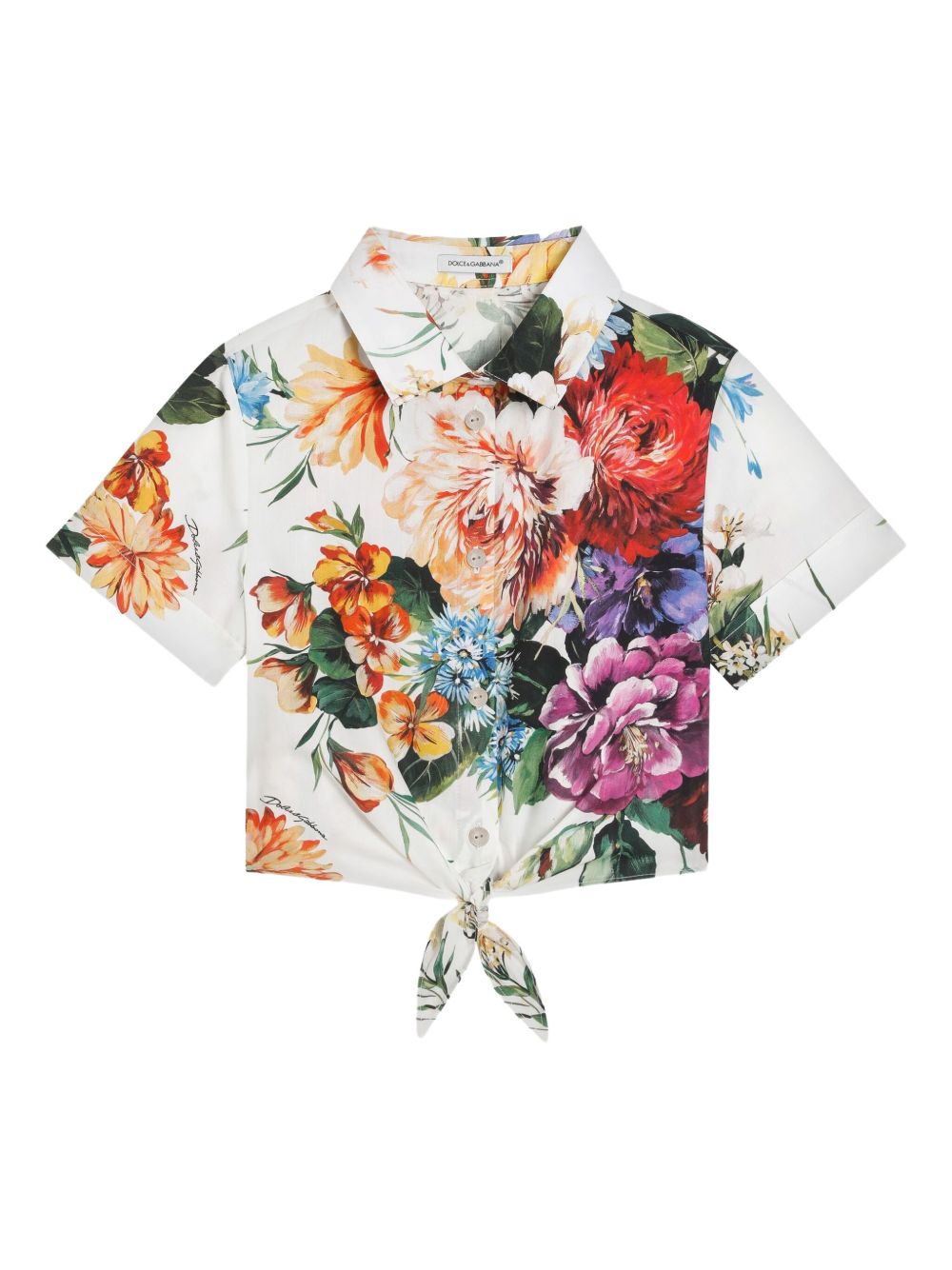 Dolce & Gabbana Kids floral-print cotton shirt - White